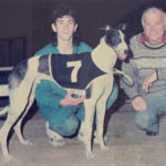 Alf and son Stephen with Wyalong Guy after a win at Olympic Park in 1990.