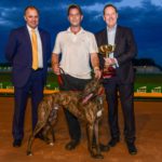 Hard Style Rico and Luckie Karabitsakos with Sandown CEO Adrian Scott (left) and TAB Managing Director Wagering & Media Adam Rytenskild.
