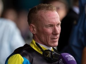 Jim Byrne rides trackwork after injury